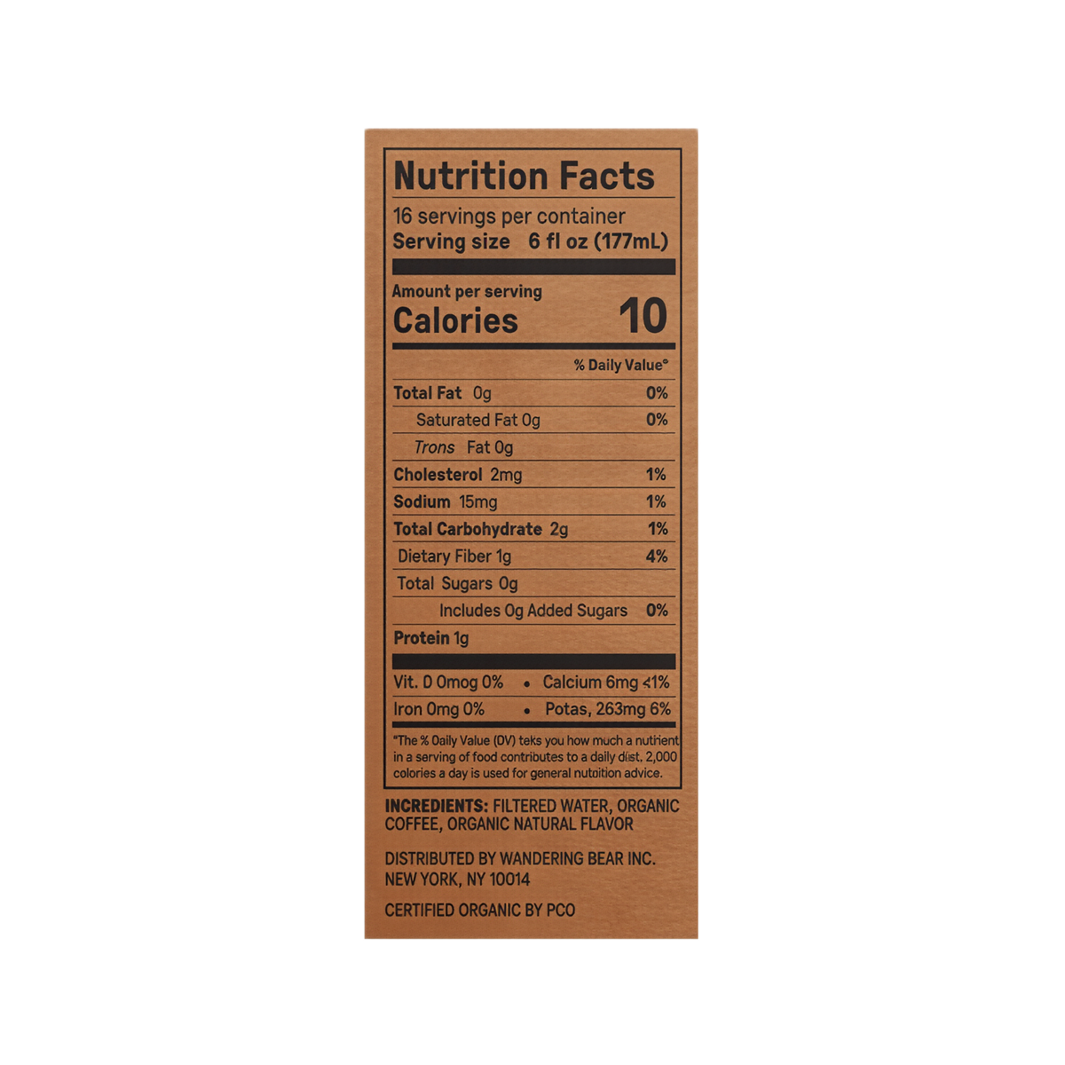 Wandering Bear Straight Black Organic Cold Brew Coffee On Tap 96 oz