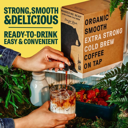 Wandering Bear Straight Black Organic Cold Brew Coffee On Tap 96 oz